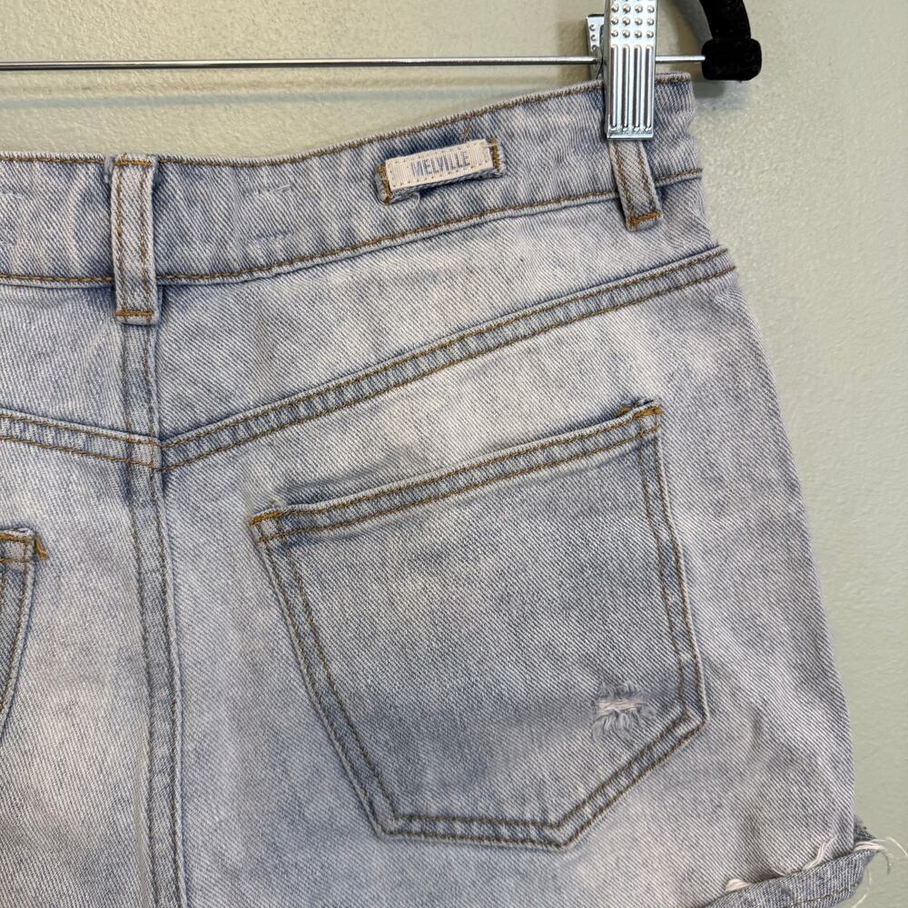 Brandy Melville Jean Short Womens 29 Blue Denim Cut Off Distressed High Rise - Picture 4 of 7